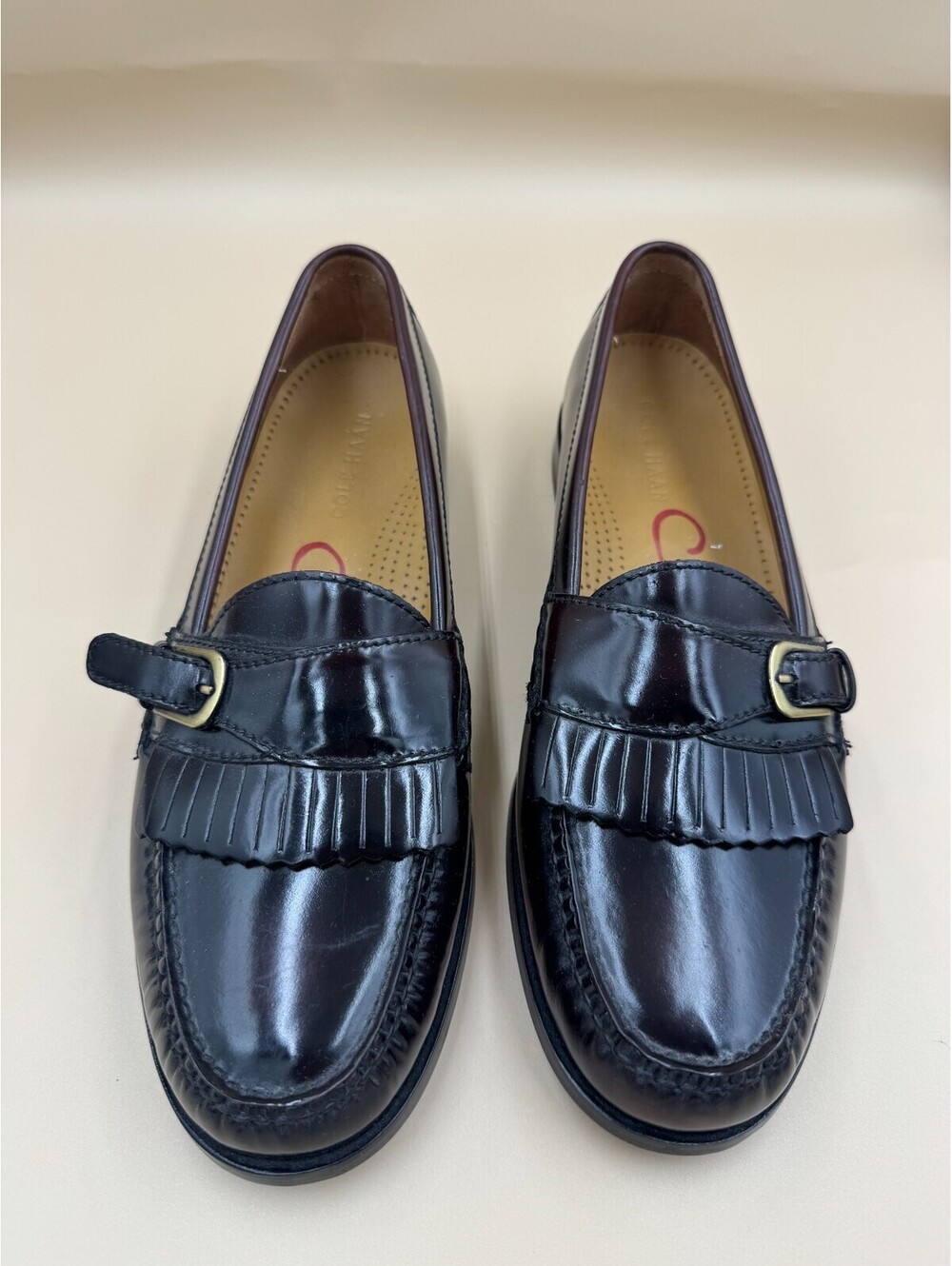 Cole Haan Mens Kilty Loafers Pinch Buckle Mohagany Leather Monk Strap Size 9.5 D